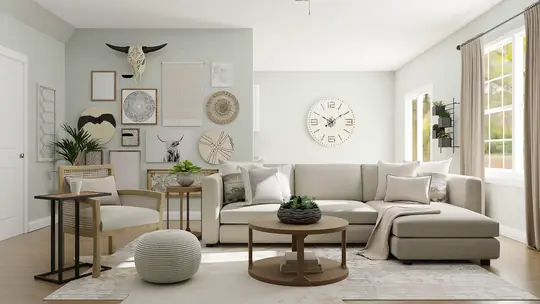 Yumuşak doğal ışık alan modern oturma odası